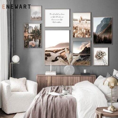 Scandinavian Nature Mountain Lake Canvas Painting Poster Nordic Forest Photography Wall Art Autumn Landscape Home Decor