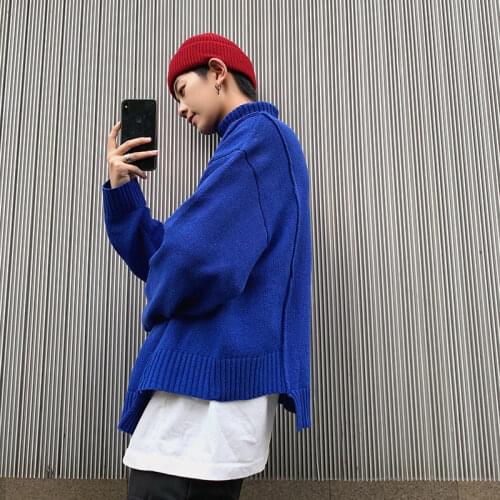 Korean Turtleneck Sweater Mens Warm Fashion Casual Knitted Pullover Men Wild Loose Autumn Winter Knitting Sweaters Mens Clothes