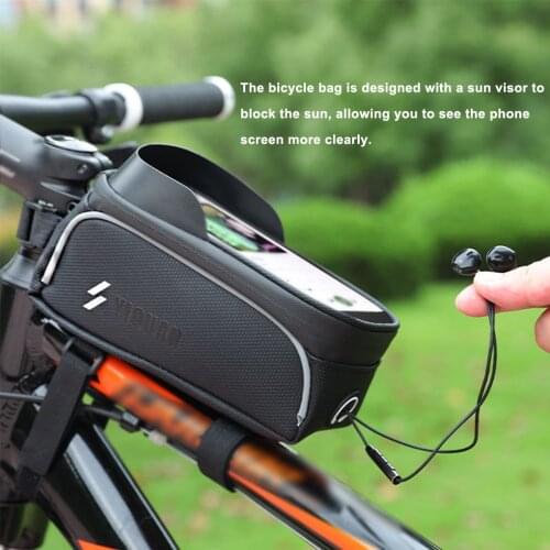 Bicycle Frame Phone Bag 1.7L Outdoor Bike Frame Front Pouch Touch Screen Cycling Organizer Holder