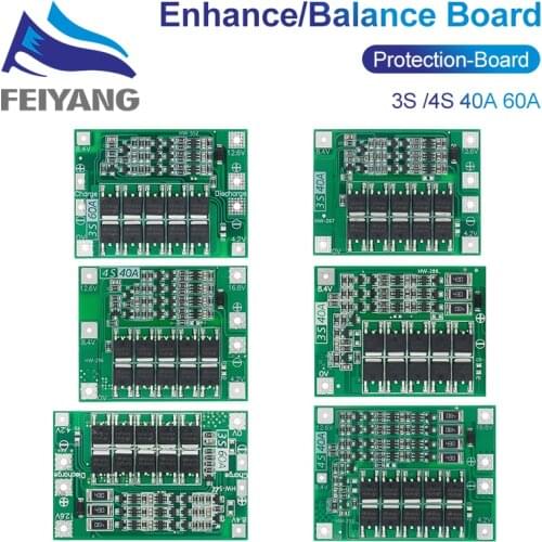 10PCS 3S/4S 40A 60A Li-ion Lithium Battery Charger Protection Board 18650 BMS For Drill Motor 12.6V/14.8V 16.8V Enhance/Balance