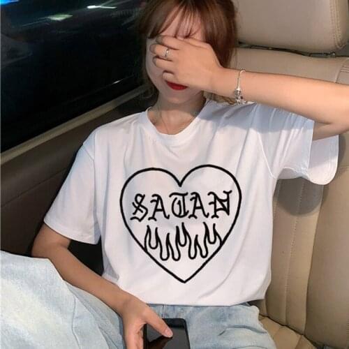 Satan Demon Grim Reaper Satanist Hell Funny T Shirt Satanism Hrajuku T- Shirt Women Horror Tshirt 90s Ullzang Top Tees Female