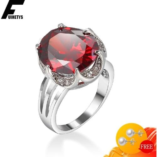 Vintage Ring 925 Silver Jewelry Oval Ruby Zircon Gemstones Finger Rings Accessories for Women Wedding Engagement Party Wholesale