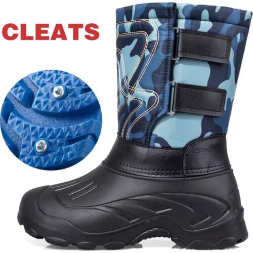 Winter Boots 2020 New Camouflage Snow Boots Men Shoes Rain Waterproof With Fur Plush Warm Male Casual Mid-Calf Work Fishing Boot