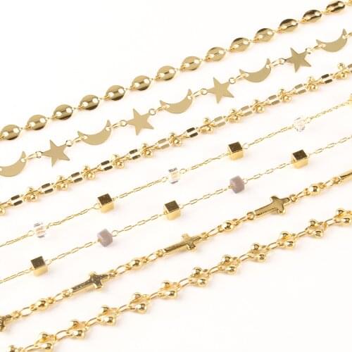 1m/lot Pig Nose Star Moon Shape Chains Metal Copper Chain Gold Plated for Jewelry Making DIY Bracelet Neckalce Earrings