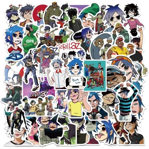 10/50pcs Band gorillaz Stickers Laptop Skateboard Luggage Guitar Waterproof Funny DIY Graffiti Sticker Kids Toys