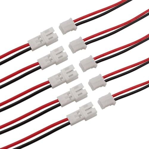 10Pcs 2.0mm Pitch PH2.0 2 Pin Male Plug & Female Jack Connector with 200mm Length Wire for Toys Robots PCB Control P anels etc