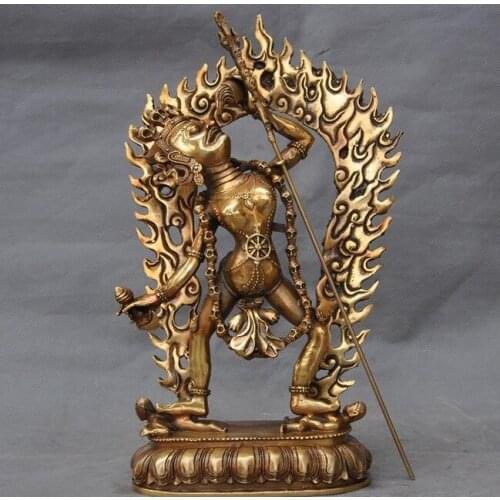 12" Tibet Buddhism brass Vajrayogini Vajravarahi Dakini Goddess Buddha statue