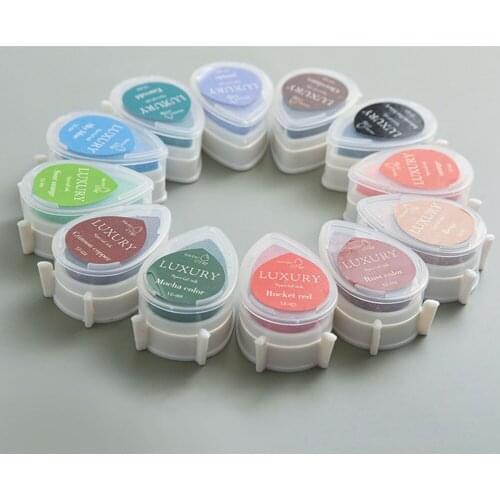 15 Rainbow Colors Stamps DIY Craft Scrapbooking Ink Pad Stamps Wedding Book Decor Party Drop Shape Kwaii Inkpad Diary Planner