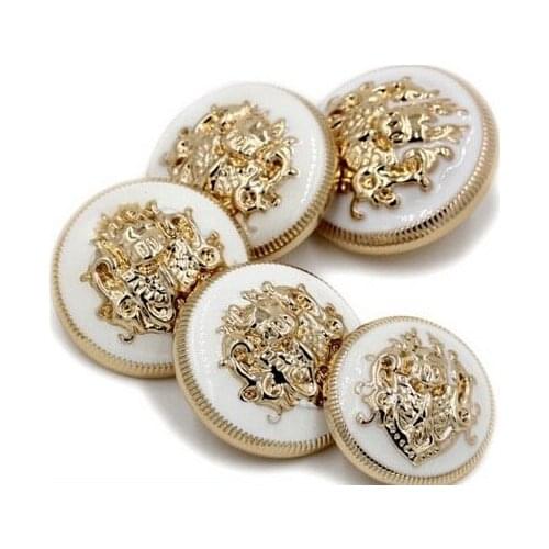 200Pcs/lot 15mm round coat button animal skirt button zinc alloy plated white clothes accessory lion metal button for coat