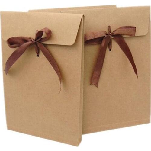 40pcs Kraft Paper Bags Ribbon Seal Carton Envelope Postcard Photo Scarf Package Box Gift Box Pouch