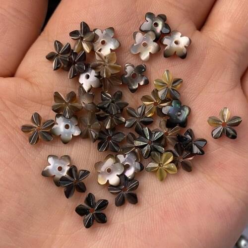 Shell Beads Carved-flowered Accessories Black Loose Shell For Jewelry Making Bracelet Earring Handiwork Sewing Accessory