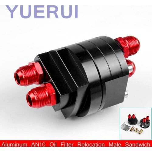Aluminum AN10 Oil Filter Relocation Male Sandwich Fitting Adapter Kit 3/4-16 M20x1.5 Oil Filter Cooler Sandwich