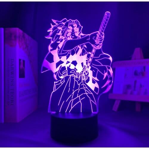 Anime Led Light Kimetsu No Yaiba Kokushibo for Bedroom Decoration Night Light Gift Manga 3d Lamp Demon Slayer Room Decor