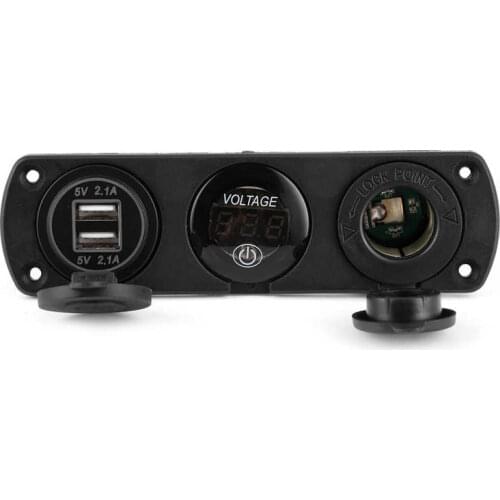 Car Mirror auto mirror accessories 3 Hole Switch Panel Dual USB LED Digital Voltmeter Cigarette Lighter Charger for Car car