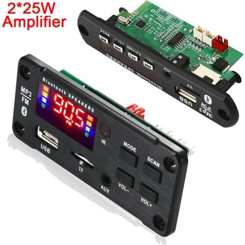6V 12V 50W Amplifier MP3 Decoder Board Mp3 Player Bluetooth 5.0 Car MP3 Player USB Recording Module FM AUX Radio TF Card For Car
