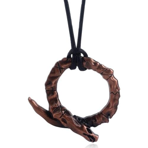 God of War 4 Necklace Cosplay Kratos Symbol Amulet Pendants Alloy Vintage Leather Chain Necklace For Men Women Jewelry Gifts