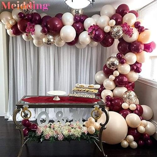 Burgundy Balloon Garland Kit 62pcs Rose Gold Confetti Balloons Garland Arch for Wedding Bachelorette Birthday Decoration