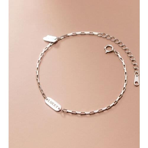 925 Sterling Silver Simple Geometric Adjustable Link Chain Bracelets & Bangles for Women Authentic Jewelry Charm Lucky Gift Girl