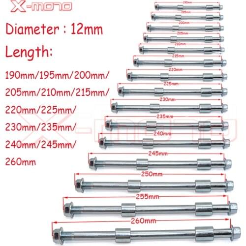 Motorcyle parts Front Rear wheel hub 12mm 190mm/195mm/200mm/205mm/210mm/260mm Axle shaft axis sleeve Fit PIT PRO Trail Dirt Bike
