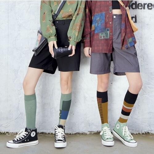 Long Cotton Socks For Women Socks Knee High Socks Female Ladies Striped Long Socks Ventilation School Girls Sports Knee Socks