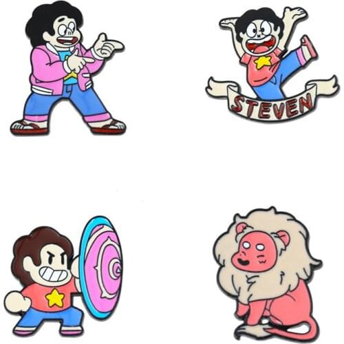 MOONPIE Cartoon Enamel Pin Lapel pin Animated Cartoon Lion Boys Character Pins Up Badges Brooches for Women Girl