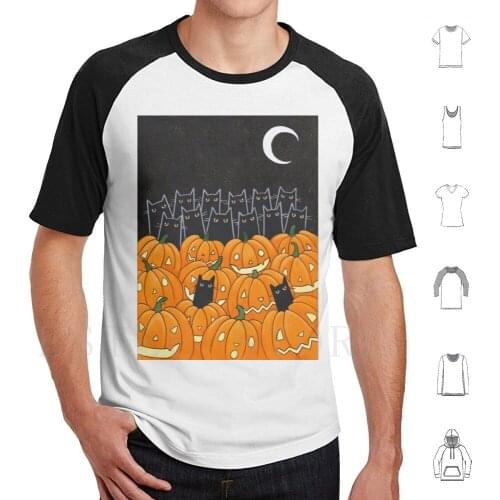 Black Cats & Jack-O-Lanterns T Shirt Men Cotton 6xl Original Cat Folk Art Halloween Black Cats Pumpkins Jack O Lantern