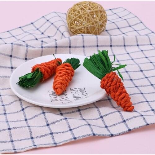 3Pcs Carrot Shaped Rabbit Hamster Chew Bite Toys Guinea Pigs Tooth Cleaning Toys