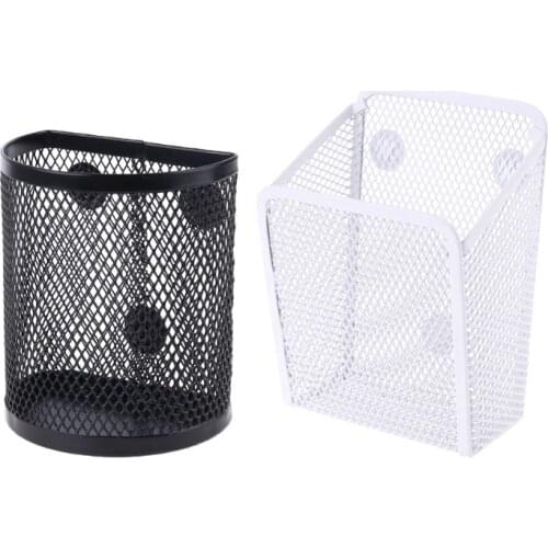 1pc Metal Mesh Magnetic Basket Pen Pencil Storage Box Makeup Organizer Blackboard Chalk Pen Storage Holder Case