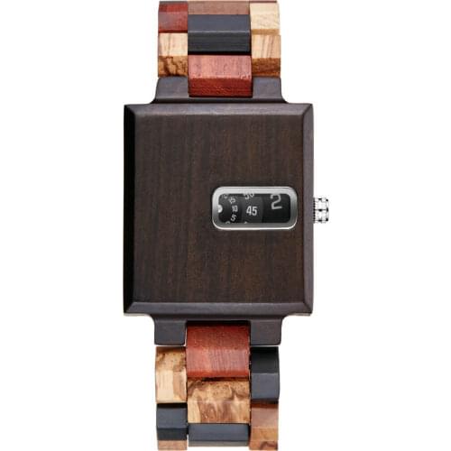 Fashion Women Wood Square Quartz Watch Creative Roman Numbers Dial Wrist Watches Quartz Wristwatch Dress Wooden Clock for Gift