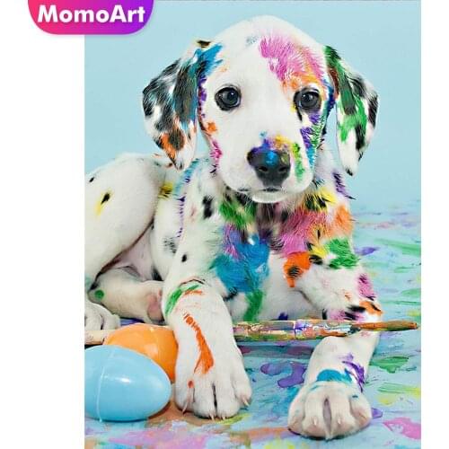 MomoArt 5D DIY Diamond Painting Dog Full Square Round Diamond Embroidery Animal Mosaic Sale Wall Decorations