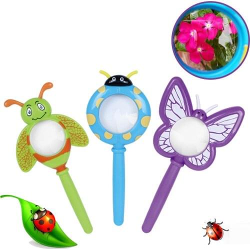 Cartoon Handheld Insect Kids Magnifier Detective Explorer Tool Kids Educational Toy Magnifier Ladybug Butterfly Perfect gifts