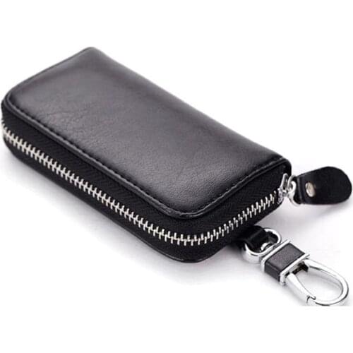 Men Women Car Key Holder Wallets Cow Leather Housekeeper Card Zipper Case Keys Organizer Money Bag AIC88