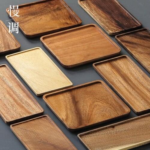 12cm Walnut Rectangle Wooden Tea Tray Snacks Food Storage Dish for Hotel Serving Table Plate Home Serving Trays Tableware