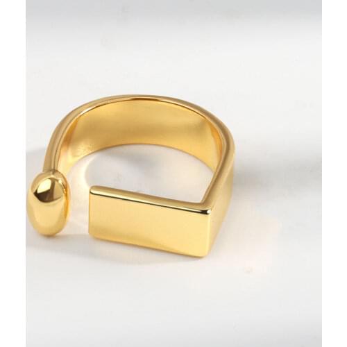 New Korean Metal Geometry Rectangle Open Index Finger Ring Party Wedding Men Women Trendy Couple Anillo Simple Jewelry Wholesale