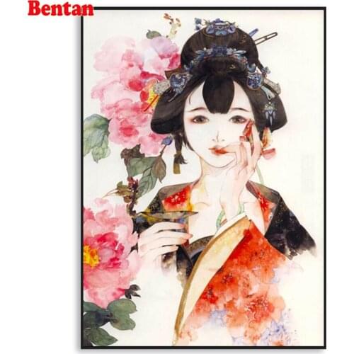 New arrivals Diamond Embroidery Japanese woman Geisha Diamond Painting Cross Stitch Full square drill mosaic art Home Decoration