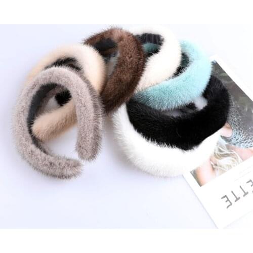 2021 Womens luxury winter 100% mink fur headband high quality real fur hair band lady fashion hair hoop