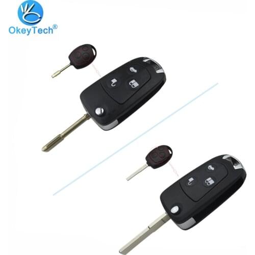 OkeyTech for Ford Modified Key Shell 3 Buton FO21/HU101 Blade Flip Folding For Ford Focus Mondeo Fiesta C-MAX Fusion Transit KA