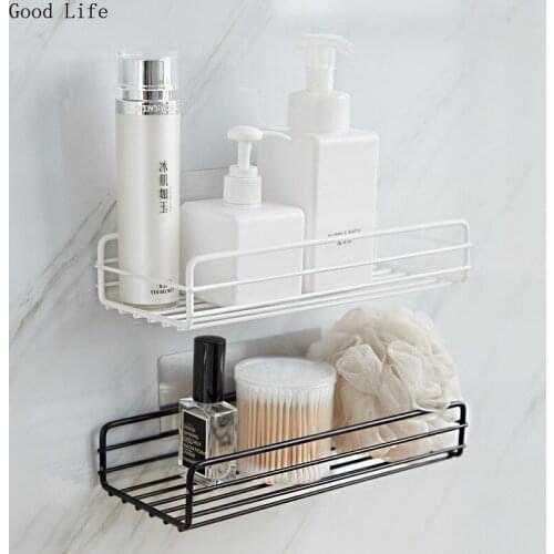 Wrought Iron Bathroom Organizer Wall-mounted Bathroom Storage Rack Square Reinforced Strong Seamless Storage Racks