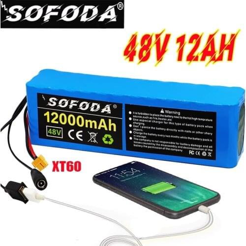 Original 48V 13S3P Lithiumion Battery 12Ah 1000W Lithium Ion Battery Pack for Electric Bicycle Scooter BMS with XT60/USB Plug