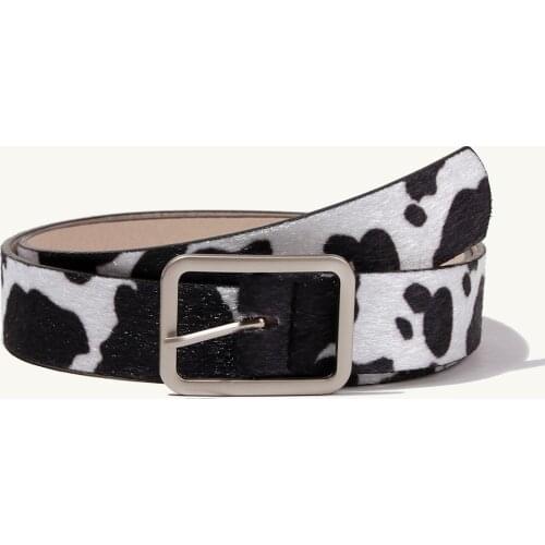 2021 PU Leather Belt for Women Square Buckle Pin Buckle Jeans Cow Pattern Belt Chic Luxury Brand Fancy Vintage Strap Female Gift