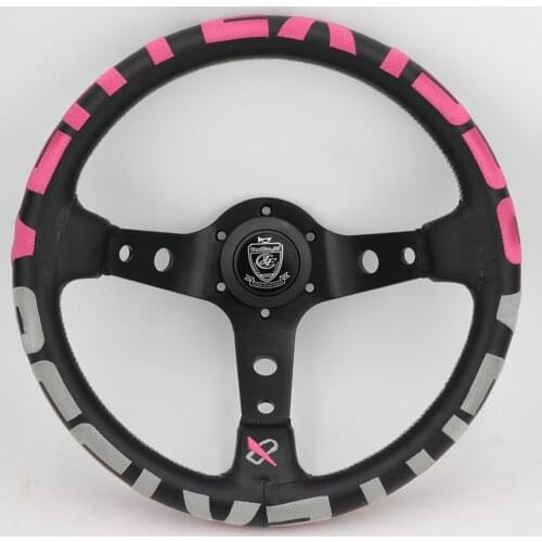 Pink Embroidery 13inch 1996 Vertex Genuine Leather Drift Sport Steering Wheels