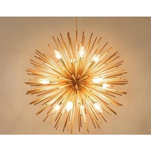 Restaurant Global ball led pendant lamp for Art studio Bar Golden Tube Pendant Lights bedroom Dandelion Led hanging Lighting