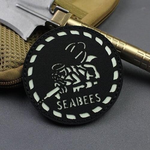 Seabees Commando Tactical Patch IR Reflective Nylon Camouflage Luminous Patches For Clothes Vest Sticker Applique Decor Badge