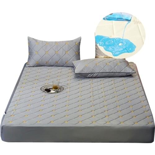 Silk Quilted Bed Cover Waterproof Mattress Cover Anti Bed Bugs Mattress Protector Pad Breathable Light Fitted Bed Sheet Luxury