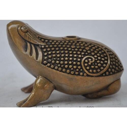 Old Chinese Bronze Auspicious Animal Golden Toad spittor incense burner Censer
