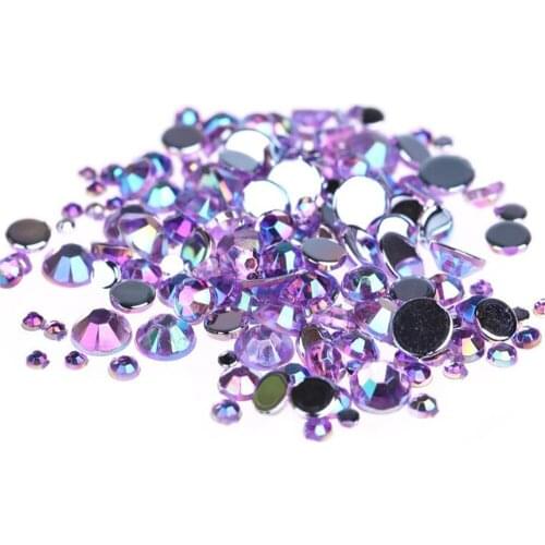 Loose 2MM-8MM DIY Bling Lt Purple AB Color Round flatback rhinestones acrylic stone for wedding decoration DIY Craft