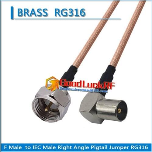 TV F Male to IEC Male Right Angle 90 Degree Plug Pigtail Jumper RG316 extend Cable 50 ohm Low Loss High-quality