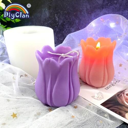Tulip Flower Silicone Candle Molds DIY Aromatherapy Plaster Resin Making Mould Baking Mousse Chocolate Fondant Cake Tools