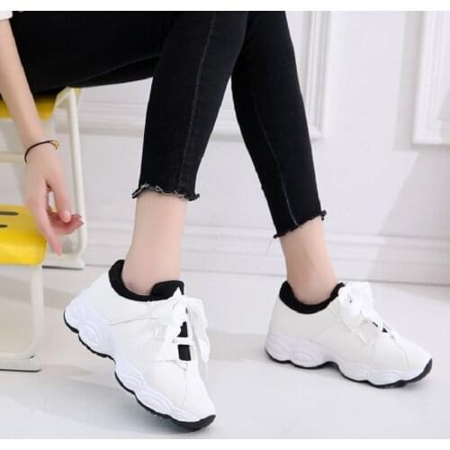 All-match Leather Sports White Shoes Female 2021 Spring New Black and White Student Casual Old Shoes Female Ins Tide