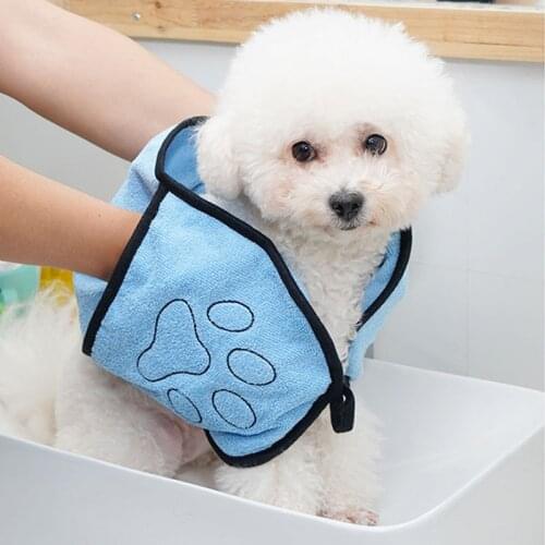 Pet Dog Bath Towel Microfiber Ultra-Absorbent Small Cat Puppy Drying Towel Blanket With Pocket For Large Dog Bathrobe Washcloth